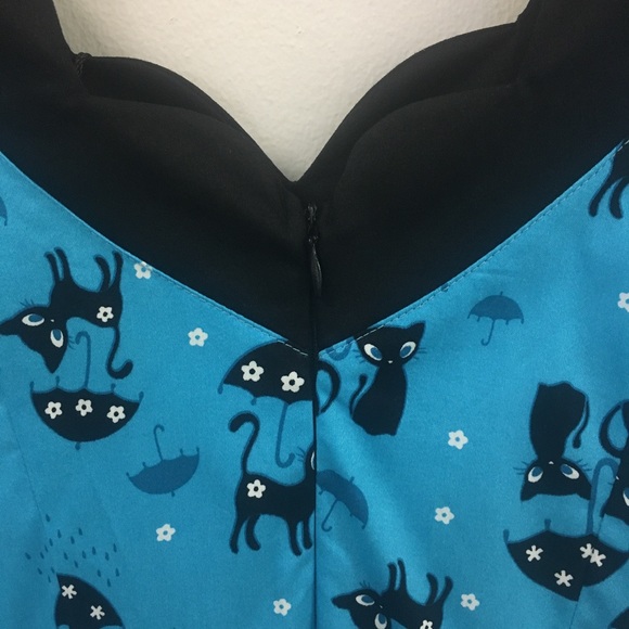 Voodoo Vixen Katnis Flared Cat Dress Blue - Picture 4 of 8